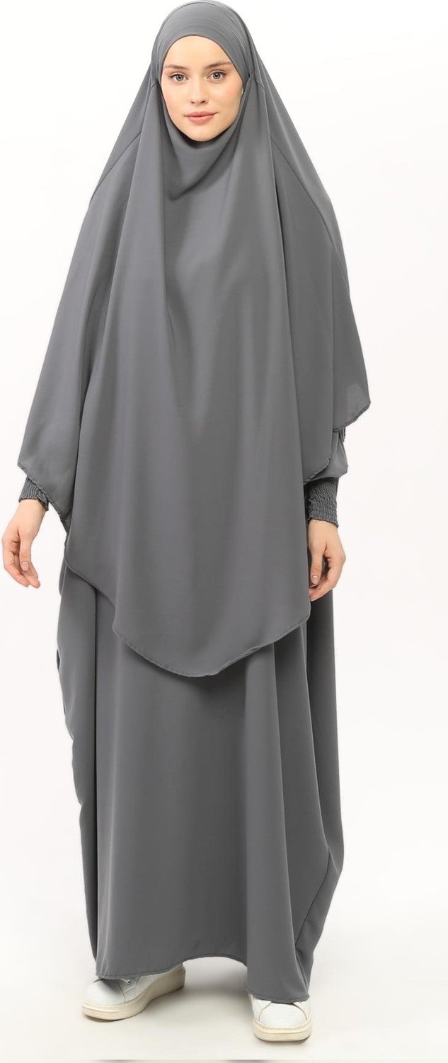 Sultanbas Nikapli Chador Jilbab Khimar Abaya Elastic Sleeve Judge Collar Veiled Abaya Medina Silk