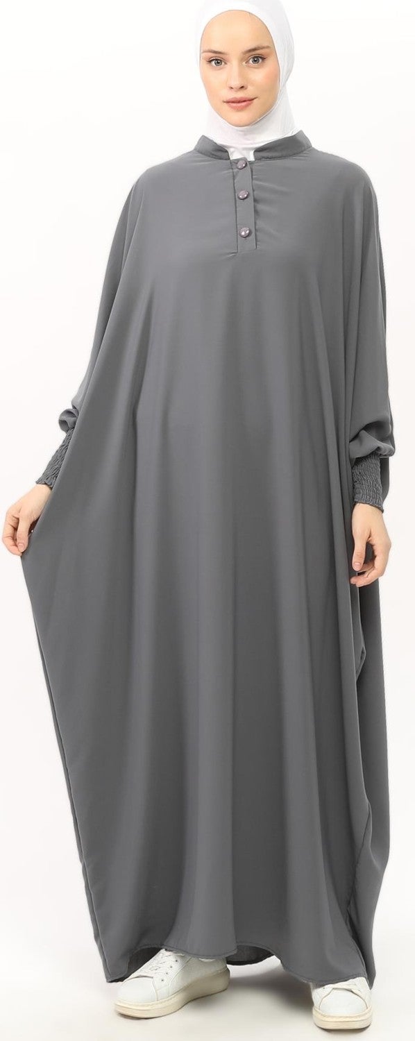 Sultanbas Nikapli Chador Jilbab Khimar Abaya Elastic Sleeve Judge Collar Veiled Abaya Medina Silk
