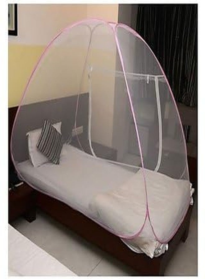ANS Premium Double Bed King Size Foldable Mosquito Net - Rust-Free Rod, 35 GSM Fabric quality - 200x200x150 cms - 2 Doors - with Storage Bag - Easy Setup Super Soft Net (Pink Color Mosquito net Double bed) - Image 4