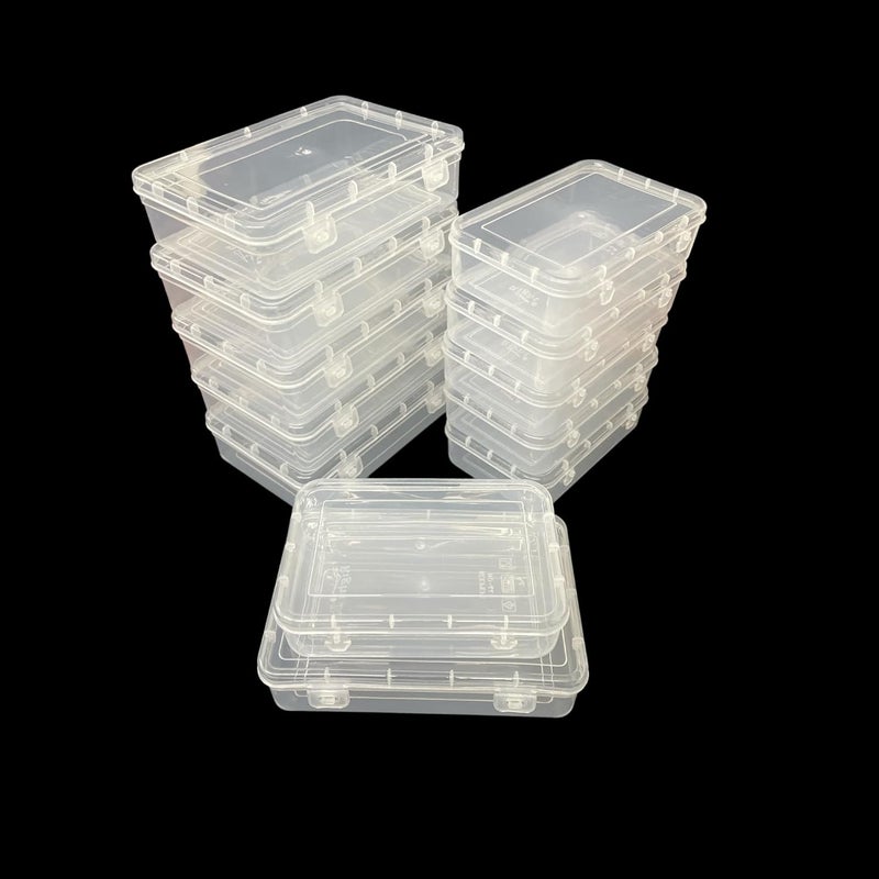 URBAA Small Storage Boxes container with Lock Lid Jewellery Case OrganiserPUREPACK445512 Size No 44 55 Clear 165 x 11 x 45 Cm Clear 195 x 13 x 5 Cm Set of 12 Rectangular - Image 2