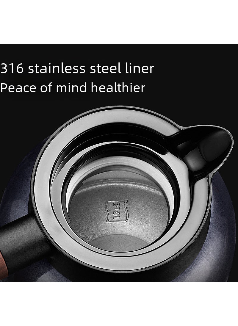 Generic - 316 stainless steel stewed teapot thermos pot Miso old white tea tangerine peel stewed pot stewed pot Shangming coffee pot thermos Classical ash 1100ml (independent tea warehouse) - Image 1