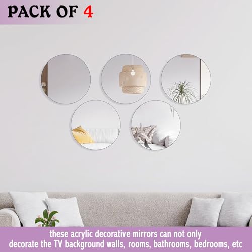 True Flair Silver Acrylic Mirror for Art and Craft Purpose Painting | 6 Inch X 6 Inch Pack of 4 | Round Circle Mirror for Lippan Art, and Many More - Image 3