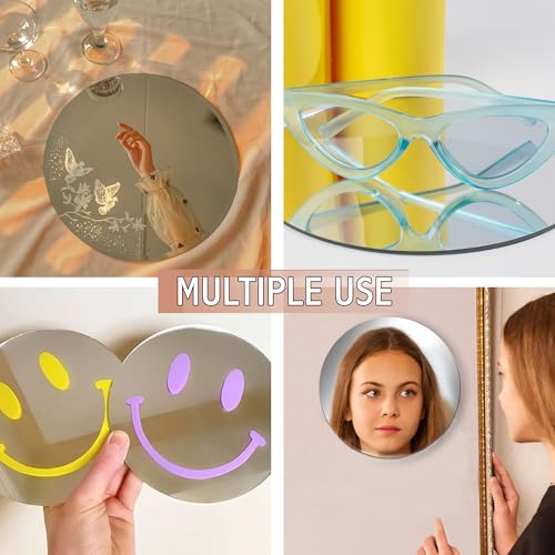 True Flair Silver Acrylic Mirror for Art and Craft Purpose Painting | 6 Inch X 6 Inch Pack of 4 | Round Circle Mirror for Lippan Art, and Many More - Image 2
