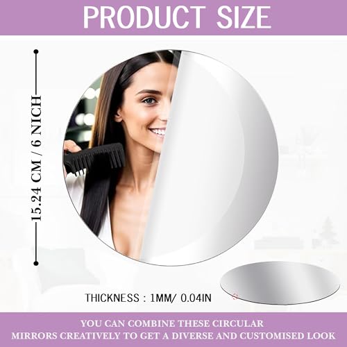 True Flair Silver Acrylic Mirror for Art and Craft Purpose Painting | 6 Inch X 6 Inch Pack of 4 | Round Circle Mirror for Lippan Art, and Many More - Image 5