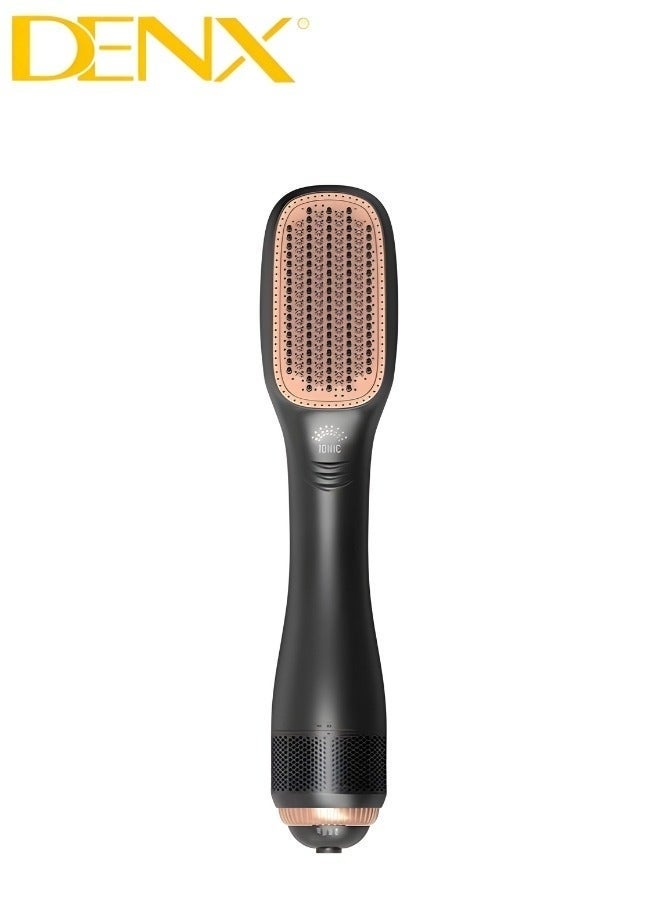 Denx 2-in-1 Professional Hair Dryer Brush ‚Äì 1200W Ceramic Hot Air Styler, Hair Dryer & Volumizer, Fast Blow Dry with Heat Settings, Oval Barrel Brush for All Hair Types ‚Äì Black - Image 1