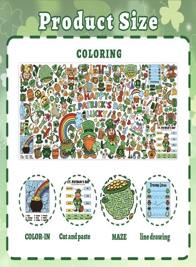 Actilize St. Patrick's Day Coloring Poster, 32 x 71 Inch Versatile Paper Coloring Tablecloth, St Pattys Day Crafts, Party Decorations - Image 3