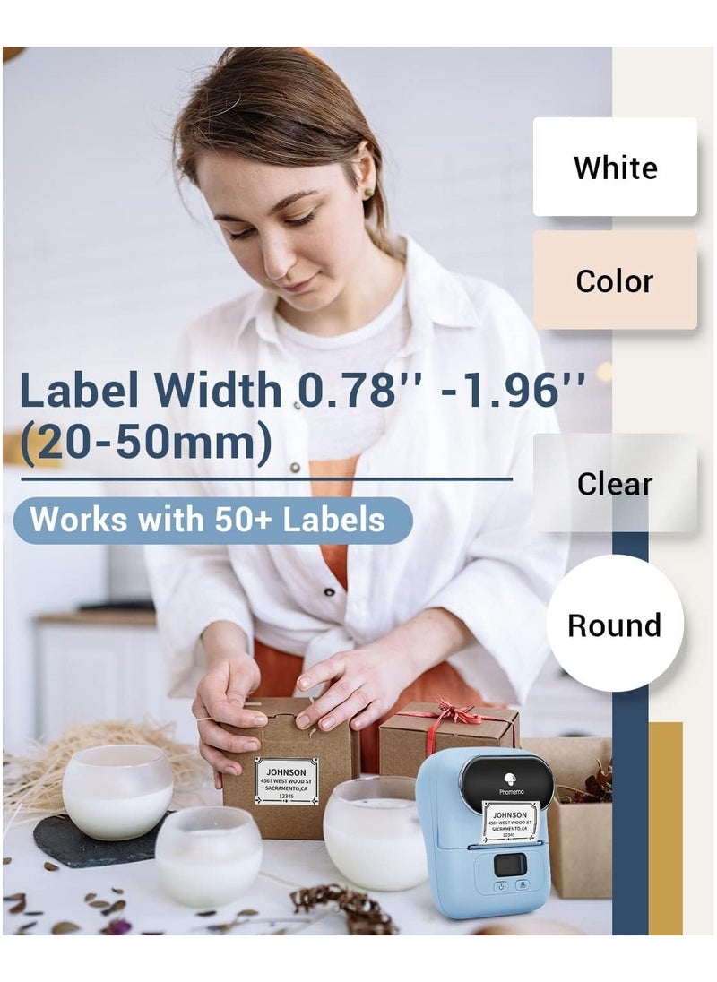 phomemo - M110 Label Maker Machine with 50mm Print Width, Portable Bluetooth Thermal Label Printer, Barcode Printer for Clothing, Jewelry, Retail, Mailing, Compatible with Android IOS System (Blue) - Image 1