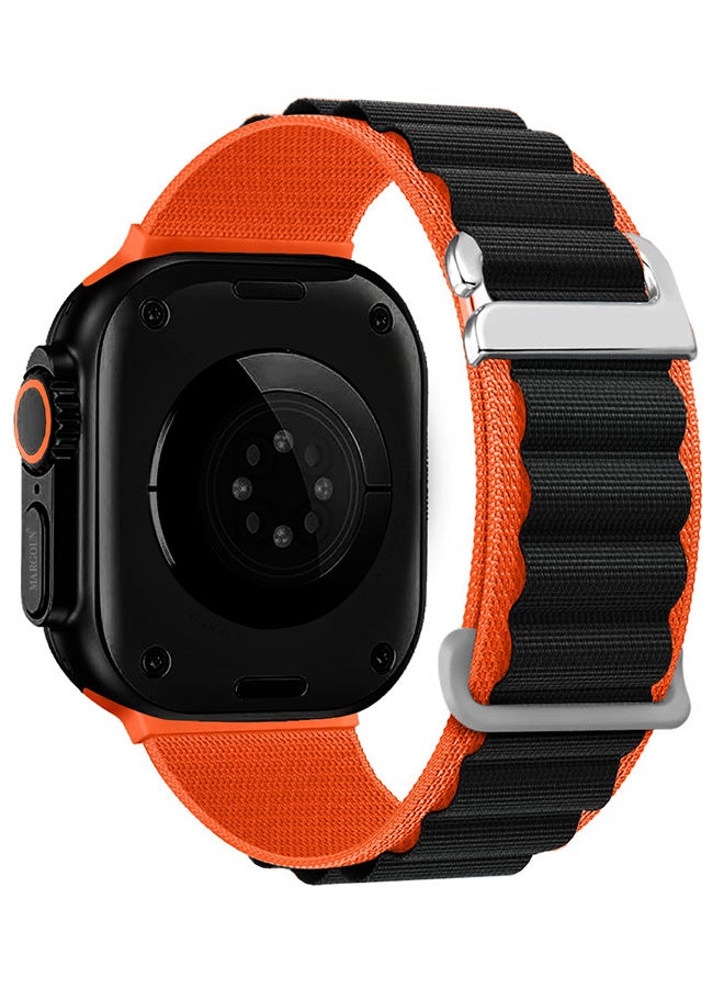 Replacement Band for Apple Watch Band 49mm 46mm 45mm 44mm - Alpine Loop Band for Women Men - Adjustable With Metal G-Hook Strap For iWatch Ultra Series SE 8/7/6/5/4/3/2/1 - Black Orange - Image 1