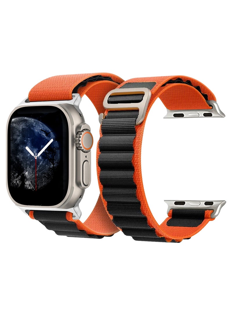 Replacement Band for Apple Watch Band 49mm 46mm 45mm 44mm - Alpine Loop Band for Women Men - Adjustable With Metal G-Hook Strap For iWatch Ultra Series SE 8/7/6/5/4/3/2/1 - Black Orange - Image 3