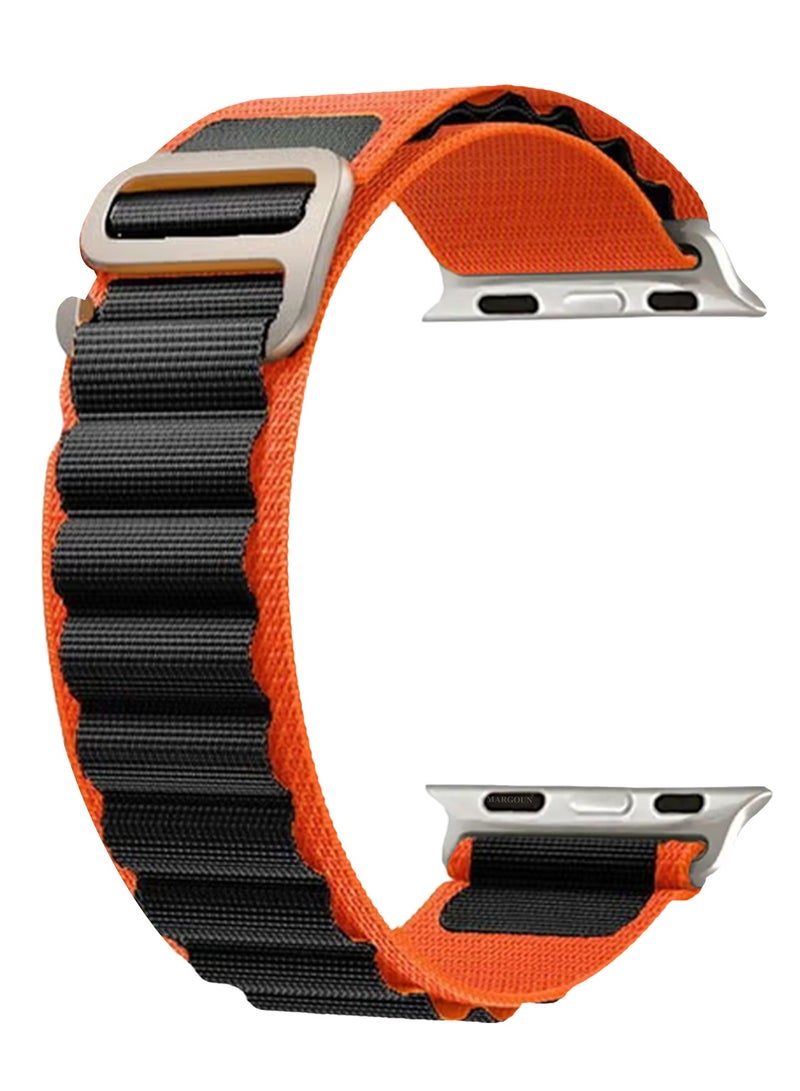 Replacement Band for Apple Watch Band 49mm 46mm 45mm 44mm - Alpine Loop Band for Women Men - Adjustable With Metal G-Hook Strap For iWatch Ultra Series SE 8/7/6/5/4/3/2/1 - Black Orange - Image 4