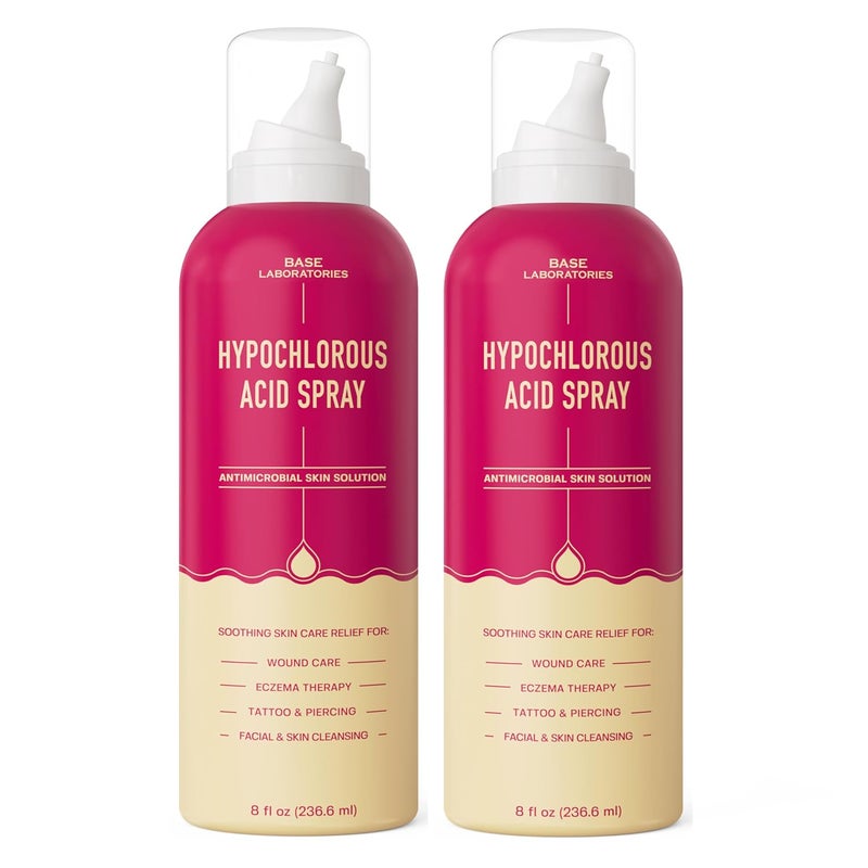 BASE LABORATORIES Hypochlorous Acid Spray for Face  Skin  8oz  Magic Facial Spray Daily Skin Repair Solution for Sensitive Skin Redness Irritations Eczema  Hypochlrous HOCL Molecule Spray  2PK