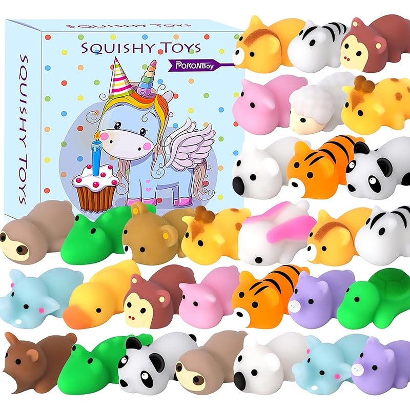 POKONBOY 30 Pcs Squishies Mochi Toys, Mini Kawaii Squishy Forest Animals Squeeze Stress Relief Toys Easter Basket Stuffers  Birthday for Kids - Image 1