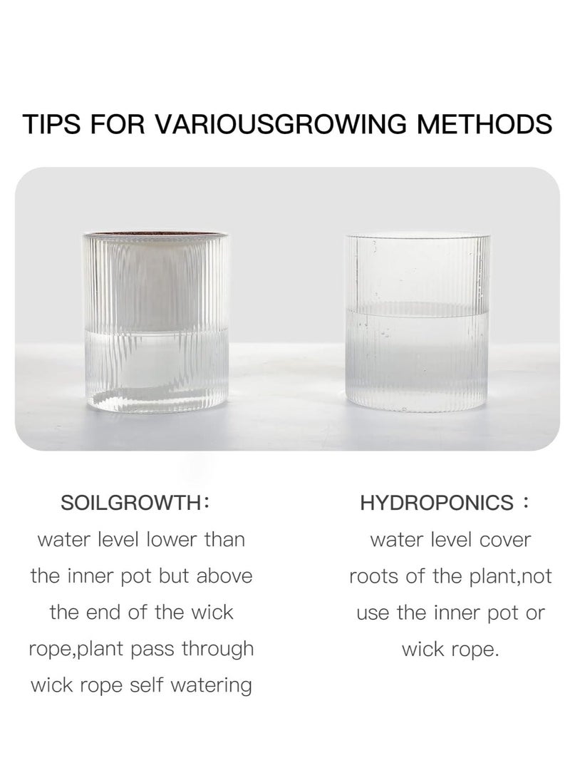 Generic Flower Pot Automatic Watering Flower 4-inch Indoor Planter Double-layer Transparent White Plastic Flowerpot Water Storage Family Cylindrical Rib Decoration Violet Orchid Aloe Herb Absorption Free - Image 5