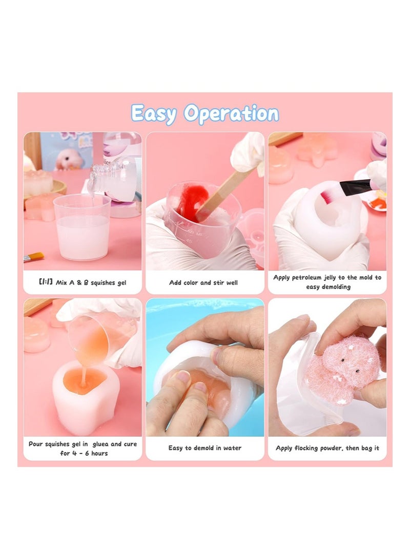 ايكانبو مجموعة تابا سكويشي، 48 قطعة من مجموعة صنع تابا سكويشي مع هدية، 500 مل من خليط راتنجات الإيبوكسي بنسبة 1:1 AB، قالب تابا سكويشز لصنع سكويشيز خاص بك، عبوة تابا سكويشيز لتخفيف التوتر - Image 4