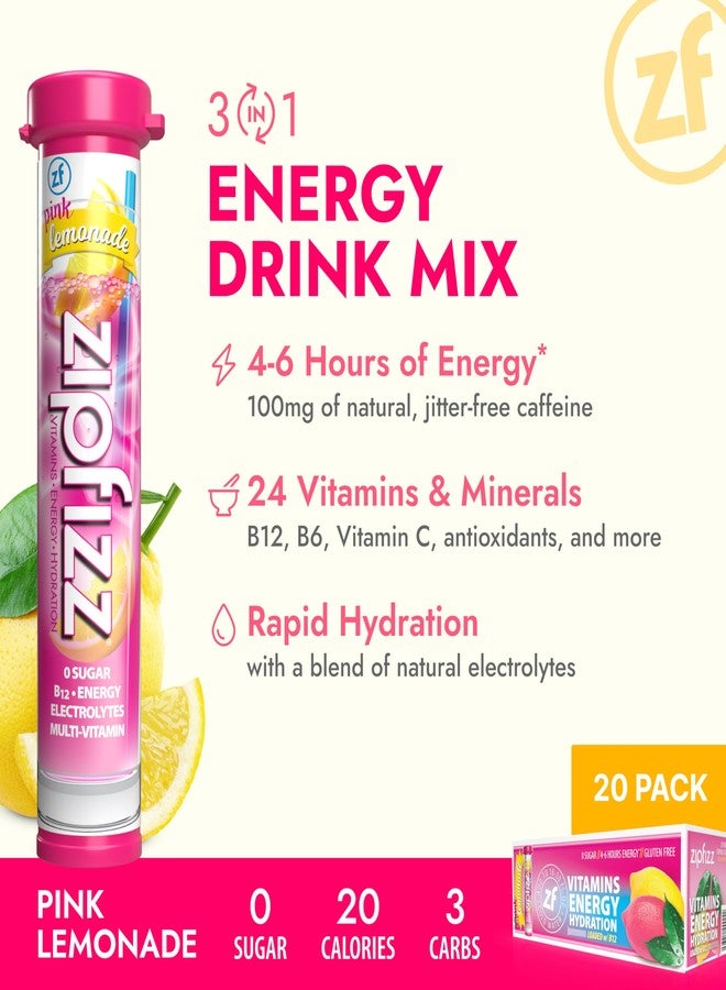 Zipfizz Daily Energy Drink Powder, Pink Lemonade, 12 Pack | 3-in-1 Sustained Energy, Rapid Hydration, and Essential Vitamins | Sugar-Free | Electrolyte Powder | Contains Vitamin B-12 & Antioxidants - Image 2