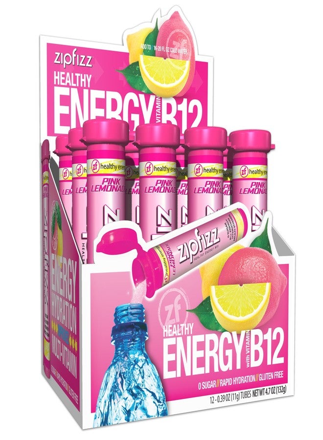 Zipfizz Daily Energy Drink Powder, Pink Lemonade, 12 Pack | 3-in-1 Sustained Energy, Rapid Hydration, and Essential Vitamins | Sugar-Free | Electrolyte Powder | Contains Vitamin B-12 & Antioxidants - Image 1
