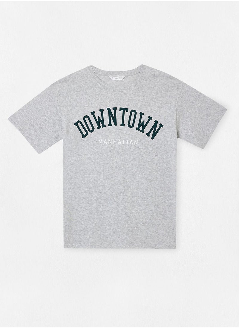 MANGO - Youth Text Print T-Shirt - Image 1