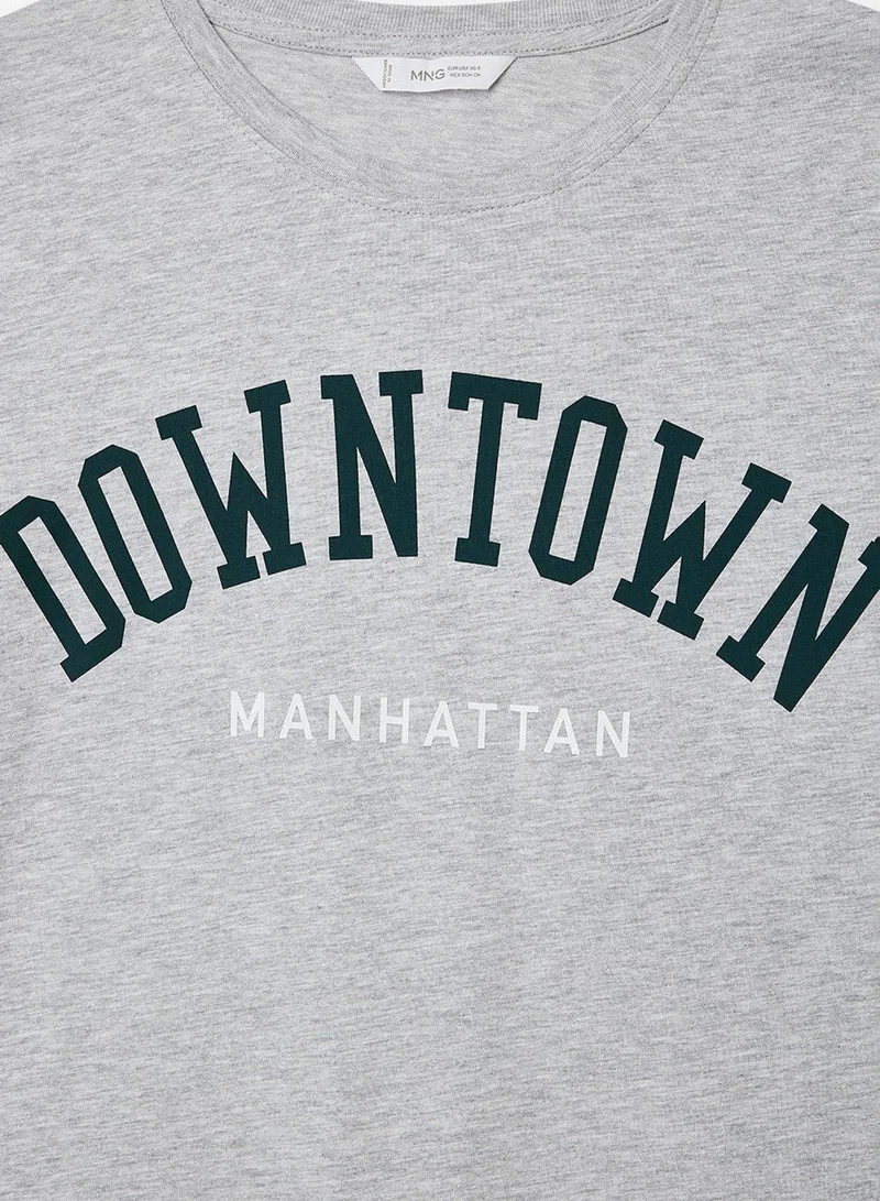MANGO Youth Text Print T-Shirt