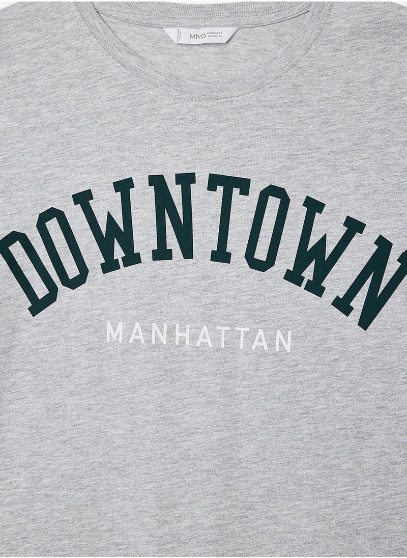 MANGO - Youth Text Print T-Shirt - Image 1