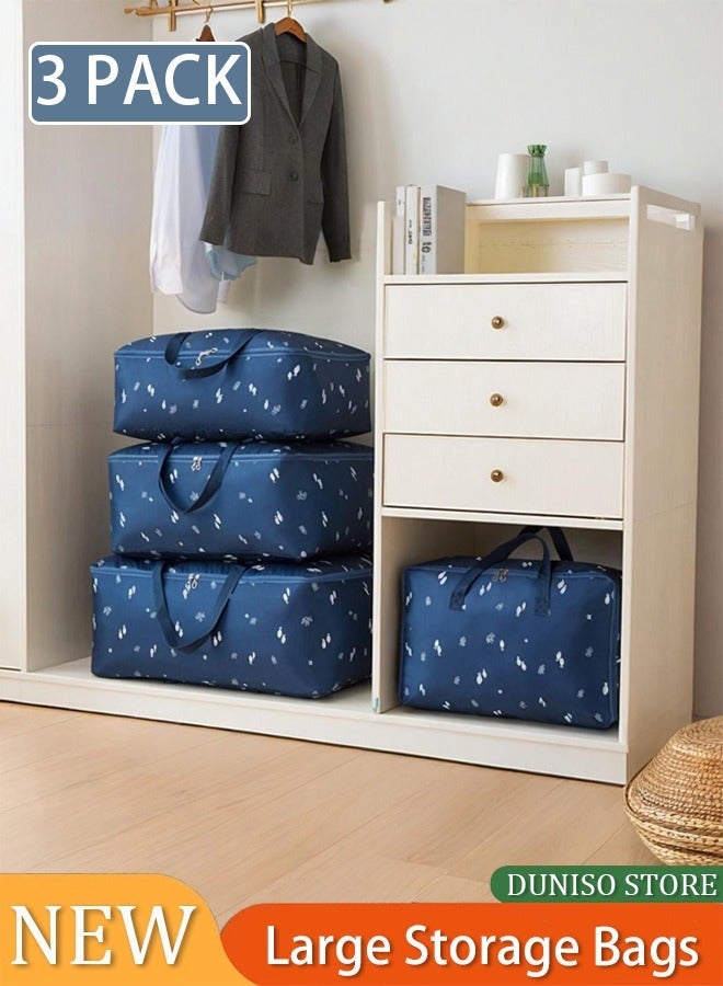DUNISO Large Storage Bags for Clothes, 3 Pack Foldable Clothes Storage Bins for Closet Organizer Storage Containers with Handle, Blanket and Comforter Storage, Oxford Fabric (36L/45L/70L) - Image 1