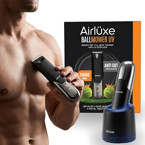 Airluxe Body Hair Trimmer for Men | No Nicks Pubic & Private Parts Groomer | Ceramic Blade Ball Trimmer | IPX7 Fully Waterproof Wet/Dry | 120 Min Runtime | Manscaping Body Groomer - Image 1