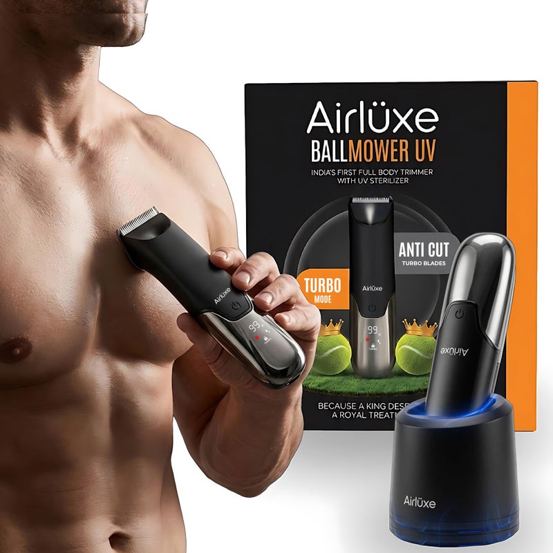 Airluxe Body Hair Trimmer for Men | No Nicks Pubic & Private Parts Groomer | Ceramic Blade Ball Trimmer | IPX7 Fully Waterproof Wet/Dry | 120 Min Runtime | Manscaping Body Groomer - Image 3