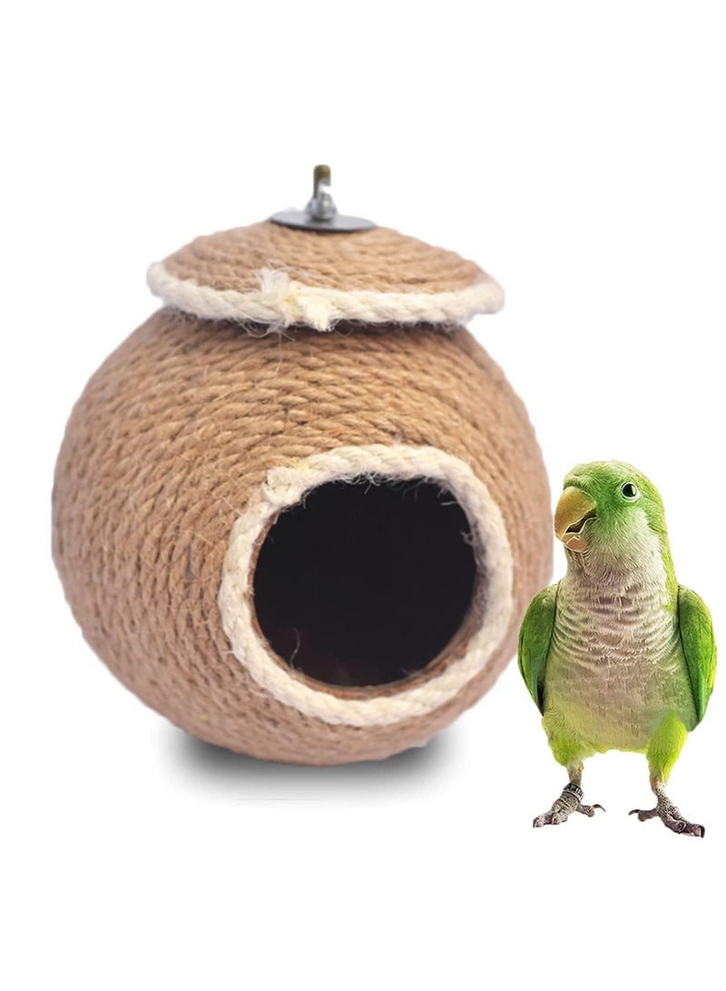 Straw Bird Nest Reusable Grass Woven Parakeet Breeding Cave Parrot Hatching House for Rabbit Bunny Dove Canary - Image 1