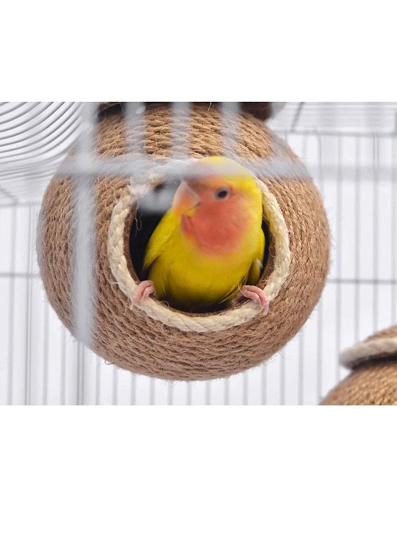 Straw Bird Nest Reusable Grass Woven Parakeet Breeding Cave Parrot Hatching House for Rabbit Bunny Dove Canary - Image 3