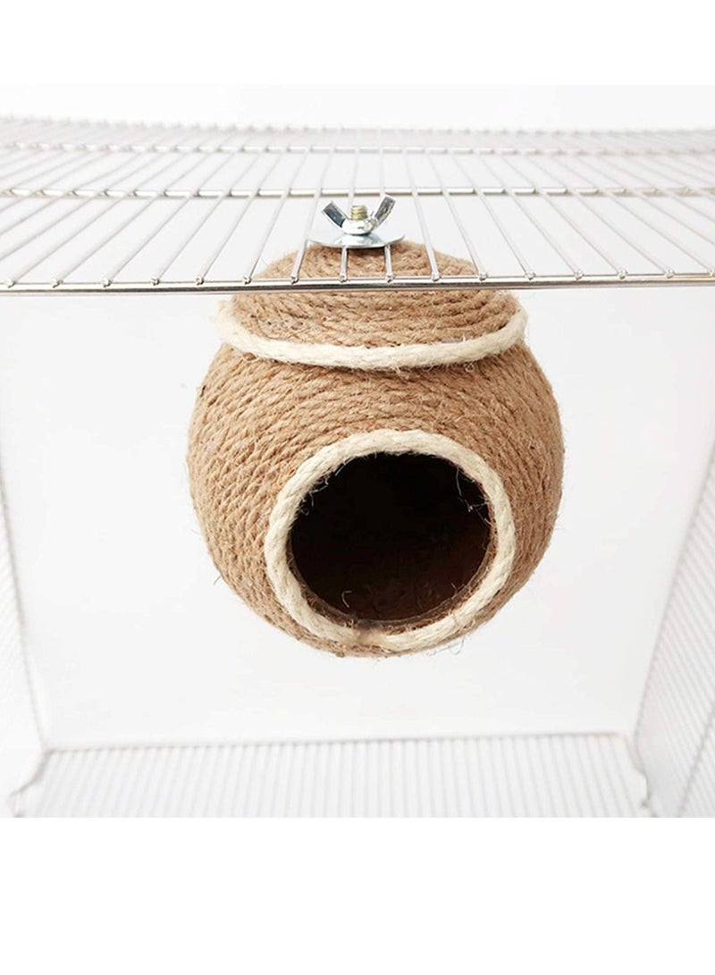 Straw Bird Nest Reusable Grass Woven Parakeet Breeding Cave Parrot Hatching House for Rabbit Bunny Dove Canary - Image 5