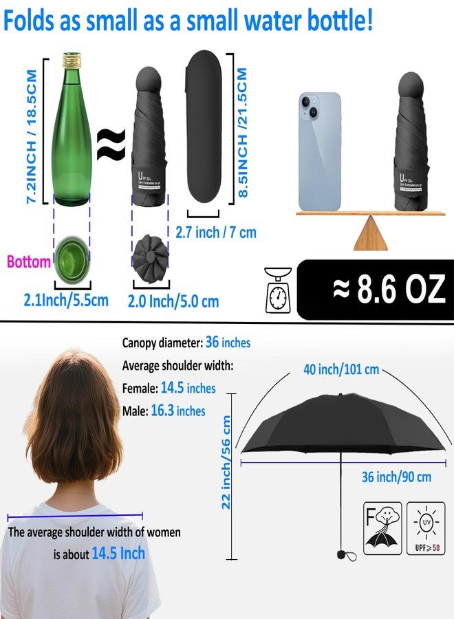 BAODINI Travel Essentials Mini Umbrella for Purse With Case Small Compact UV Sun Protection Lightweight Tiny Pocket Manual Open Close Umbrella for Women Kids and Men Fit Purse Backpack - Image 4