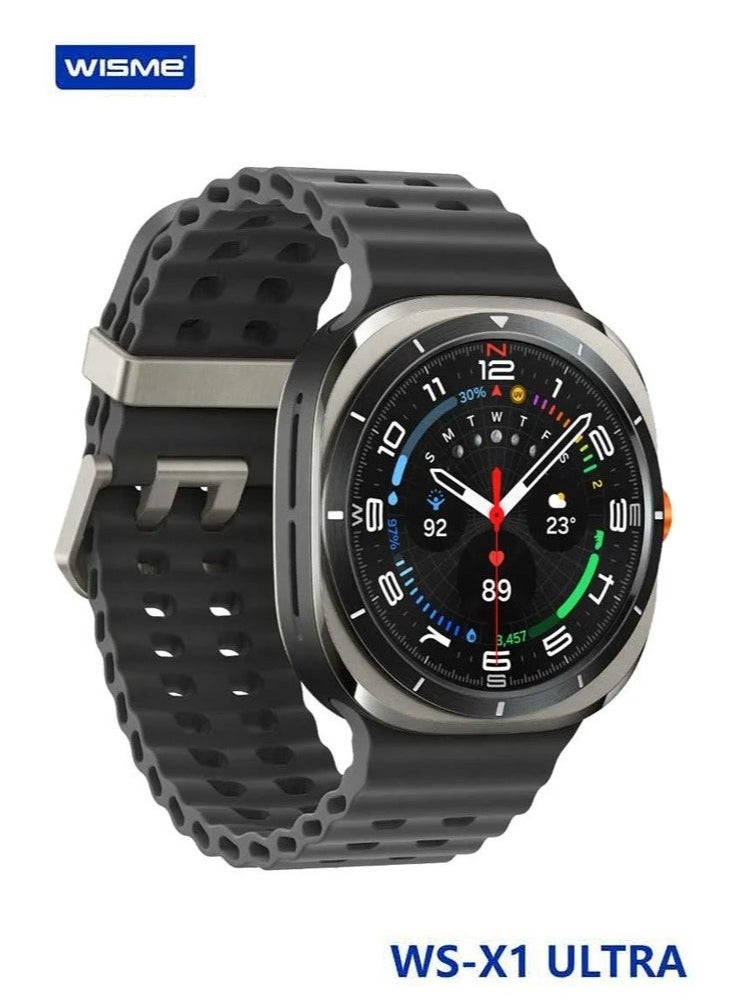 WISME WS-X1 Ultra Smartwatch with 3 Pairs of Straps and Charging Cable – Sleek Black Smartwatch for Ladies and Gents, Fitness Tracker, Heart Rate Monitor, Notifications & More  - Image 2