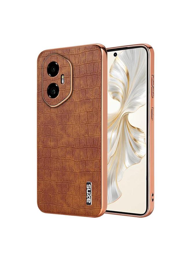 The Bros Case For Honor 300 Electroplated Frame Crocodile Texture Full Coverage Phone Case