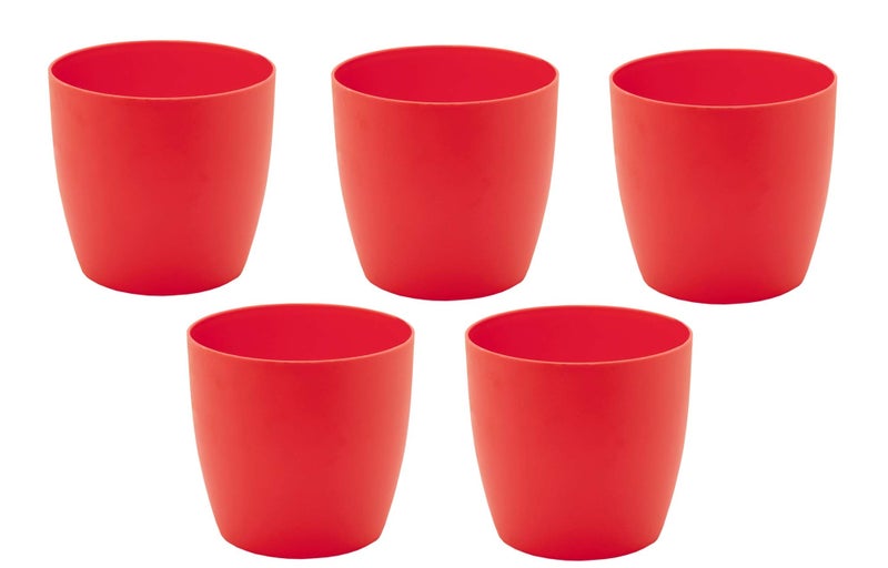 garbnoire Gardening Flower Pots - 5 Inch Plastic Flower Pots | Modern Decorative Indoor Outdoor Planters/Pots - Pack of (5, Pastel Pink) - Image 3