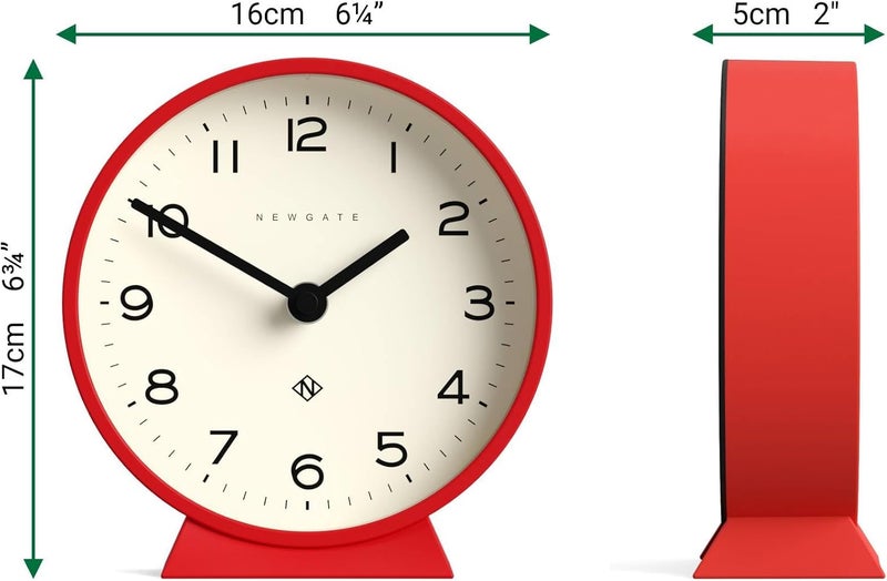 NEWGATE ® M Mantel Echo Desk Clock | Modern Round Design | Red | Easy to Read Numbers | Contemporary Style for Desk, Table, Shelf or Bedside - Image 4