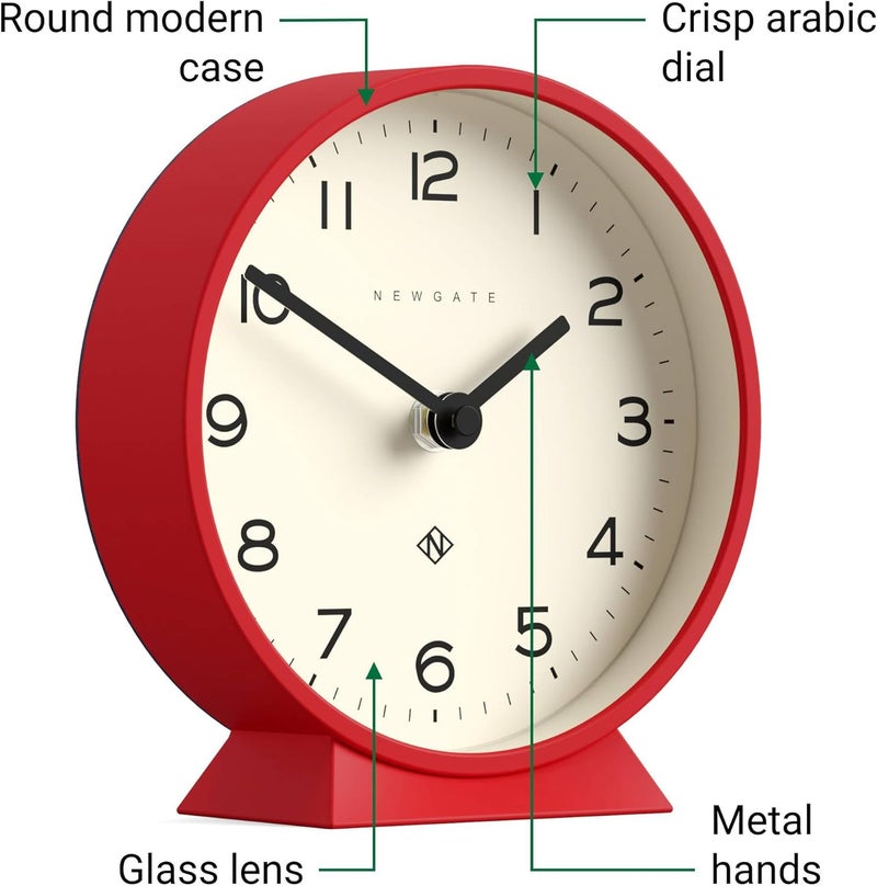 NEWGATE ® M Mantel Echo Desk Clock | Modern Round Design | Red | Easy to Read Numbers | Contemporary Style for Desk, Table, Shelf or Bedside - Image 5