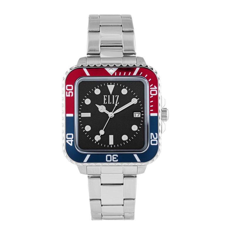 ELIZ ES8892G2SRS SS Case & Band Calendar Men's Watch - Image 1