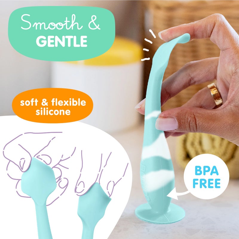 Baby Bum Brush Bumco Baby Bum Brush - BPA-Free Diaper Cream Spatula with Suction Cup Base, Soft & Flexible Silicone, Wipe-Clean, Mom-Invented Diaper Bag Essentials (Aqua Swirl) - Image 4