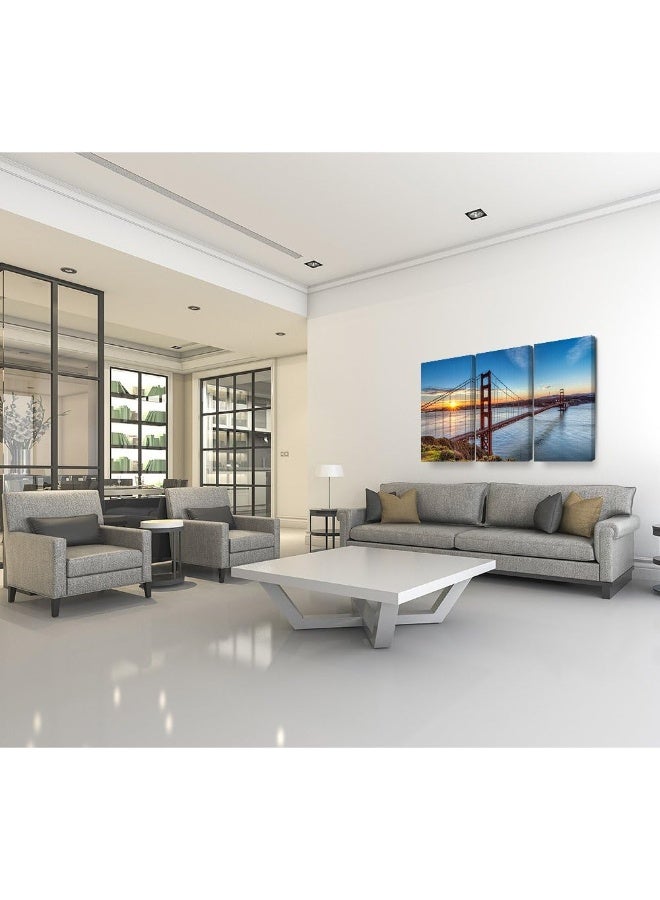 Home Trove Decorarts - Golden Gate Bridge, San Francisco, California. (Triptych). Giclee Canvas Prints For Wall Decor. 48X32 - Image 2