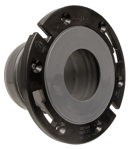 Coflex FlexOn 4-Inch Toilet Flange Repair Kit, No-Wax Commode Flange with Spacer, Offset Bolts & Seal Gauge - Fits ABS, Cast Iron & Tile Floors, Elevates 3/8" to 1-1/8" (Black/Gray) - Image 1