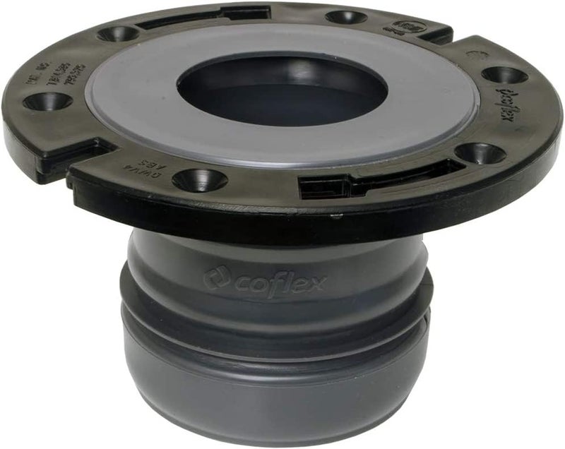 Coflex FlexOn 4-Inch Toilet Flange Repair Kit, No-Wax Commode Flange with Spacer, Offset Bolts & Seal Gauge - Fits ABS, Cast Iron & Tile Floors, Elevates 3/8" to 1-1/8" (Black/Gray) - Image 2