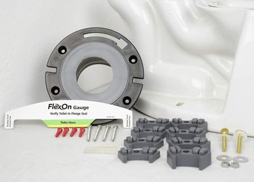 Coflex FlexOn 4-Inch Toilet Flange Repair Kit, No-Wax Commode Flange with Spacer, Offset Bolts & Seal Gauge - Fits ABS, Cast Iron & Tile Floors, Elevates 3/8" to 1-1/8" (Black/Gray) - Image 4