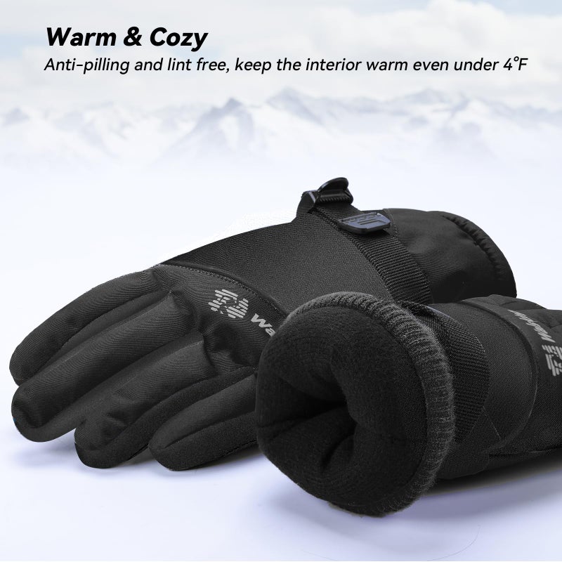 WALSKING Kids Waterproof Winter Thinsulate Warm Cold Weather Winter Snow Ski Gloves-Fits Boys and Girls Youth Child Outdoor - Image 4