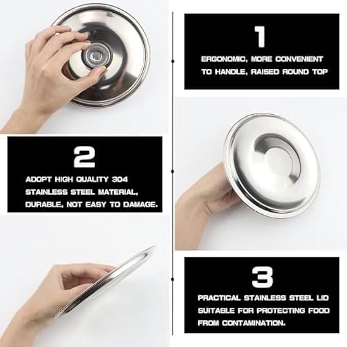 TERRIFI 6Pcs Stainless Steel Pot Cover Heavy Duty Stainless Steel Ss Lid Universal Lid Pots Pans Replacement Accessories 63In For Pan Lid Bowl Cover 16Cm - Image 3