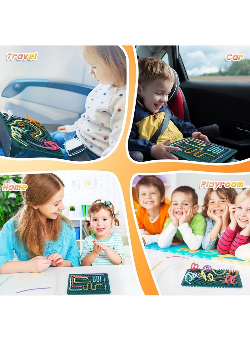 Mmmon Sensory Activity Board, Fidget Toy for Stress Relief, Calming, Focus, ADHD and Autism, 8 Colors Sensory Toys Game Controller for Kids 2+ & Adults with 11 Strings - Image 3