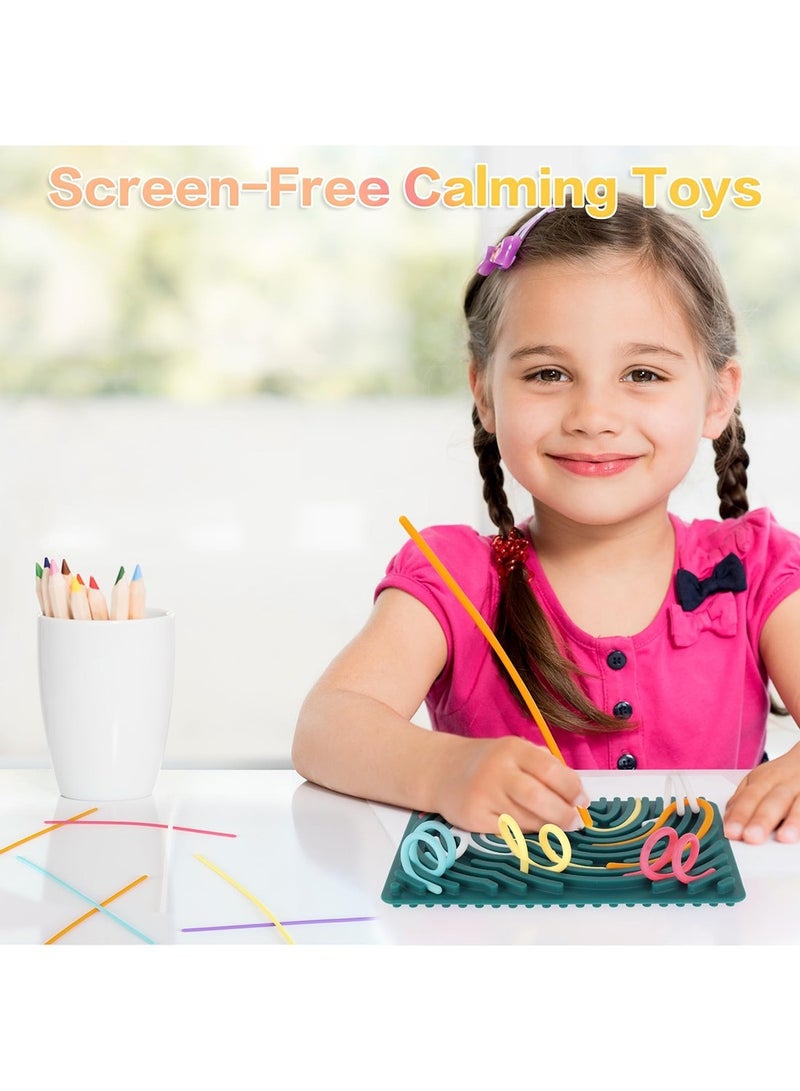 Mmmon Sensory Activity Board, Fidget Toy for Stress Relief, Calming, Focus, ADHD and Autism, 8 Colors Sensory Toys Game Controller for Kids 2+ & Adults with 11 Strings - Image 4