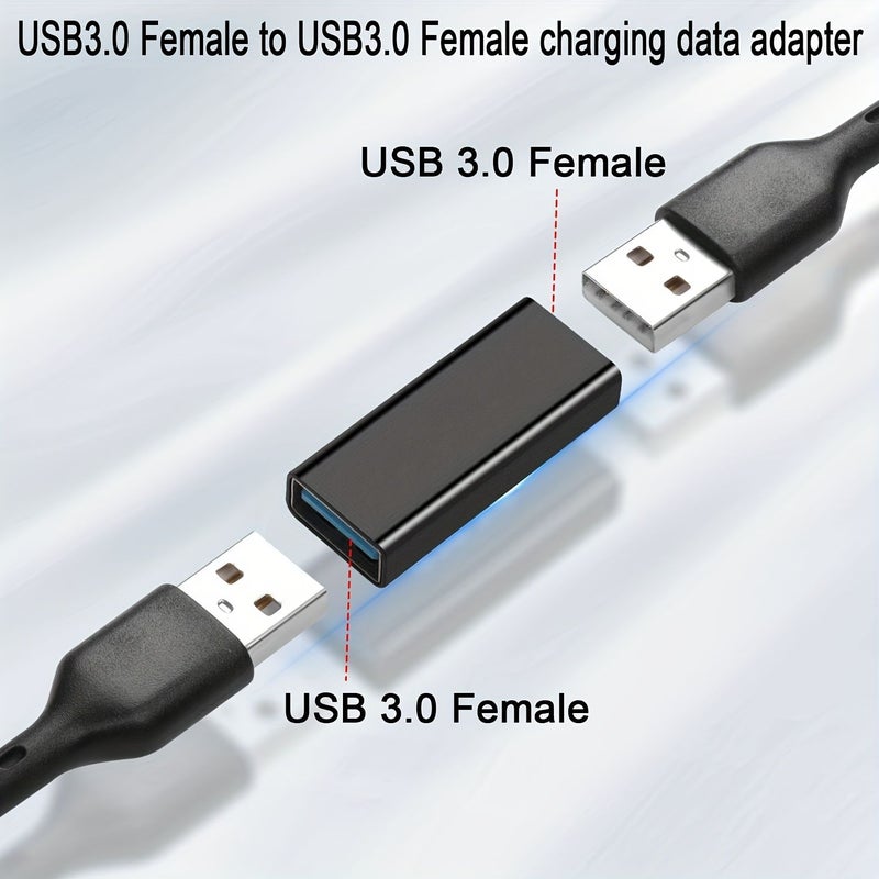 USB3.0 Female to Female Adapter 2 Pack Black High Speed Aluminum Extender - Image 4