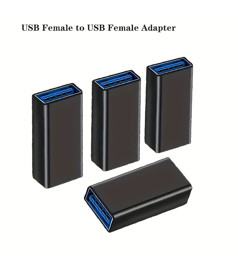USB3.0 Female to Female Adapter 2 Pack Black High Speed Aluminum Extender - Image 1