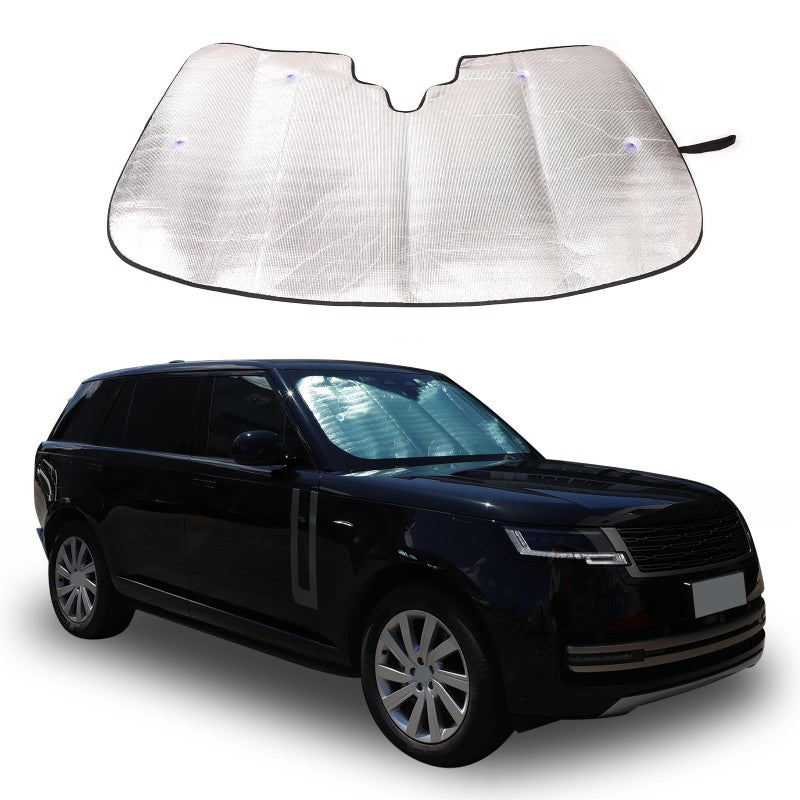 Custom Fit Car Front Windshield Sunshade for Lnd Rover Range Rover Vogue L460 20232025 2026 Foldable Sun Visor Protector Blocks UV Rays Auto Window Sun Shade Keeps Your Vehicle Cooler Silver