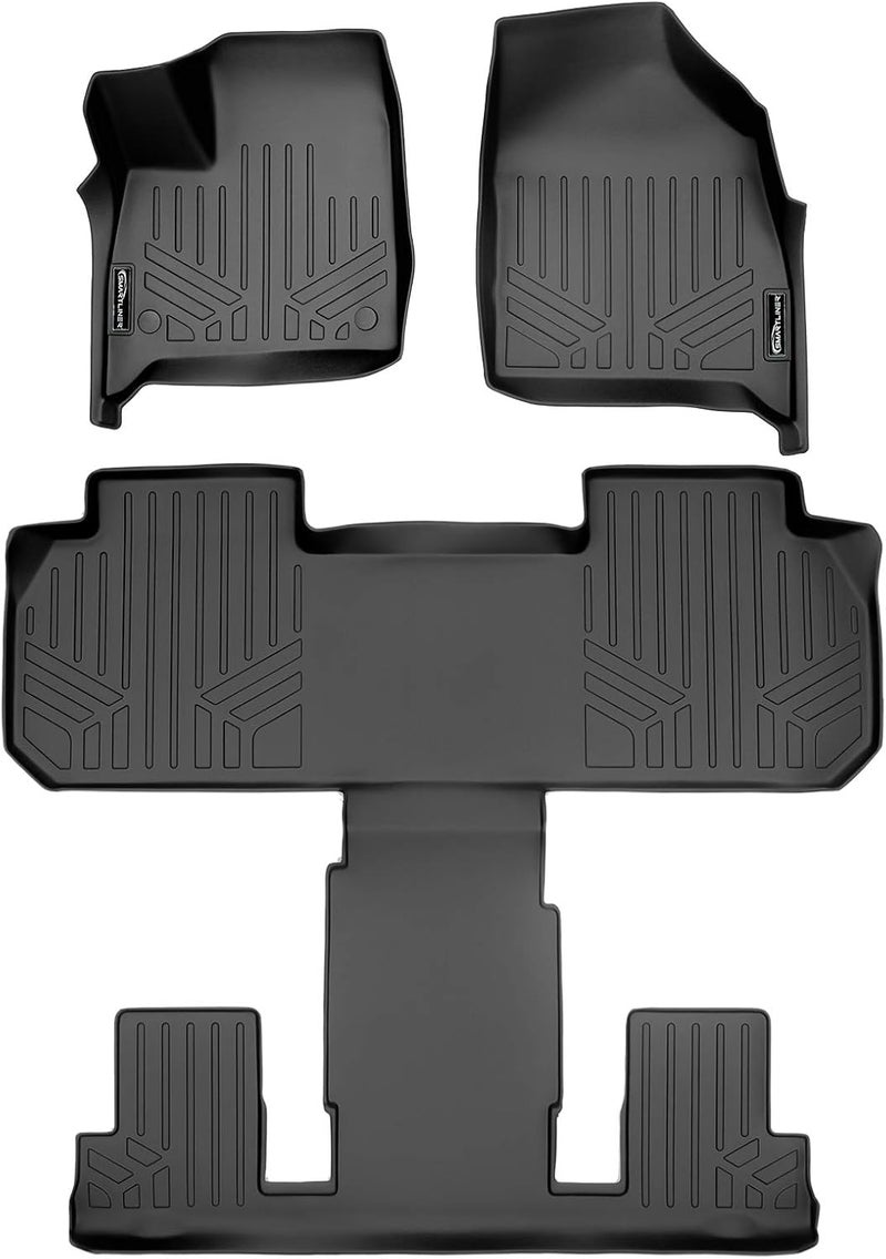 SMARTLINER Custom Fit Floor Mats 3 Row Liner Set Black for 2018-2019 Buick Enclave with 2nd Row Bucket Seats - Image 1