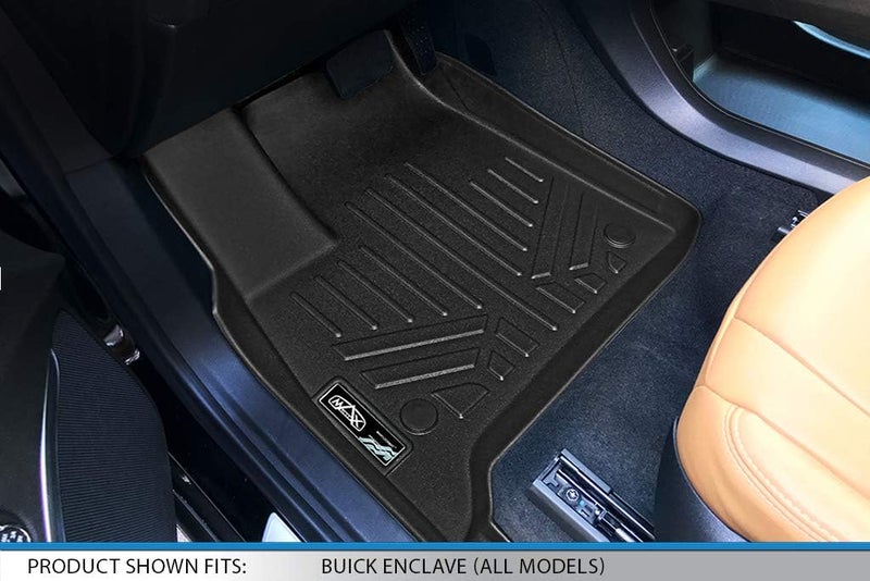SMARTLINER Custom Fit Floor Mats 3 Row Liner Set Black for 2018-2019 Buick Enclave with 2nd Row Bucket Seats - Image 2